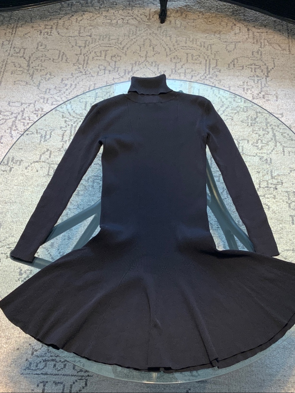 Reiss Navy Long-Sleeve Turtleneck Knit Dress S